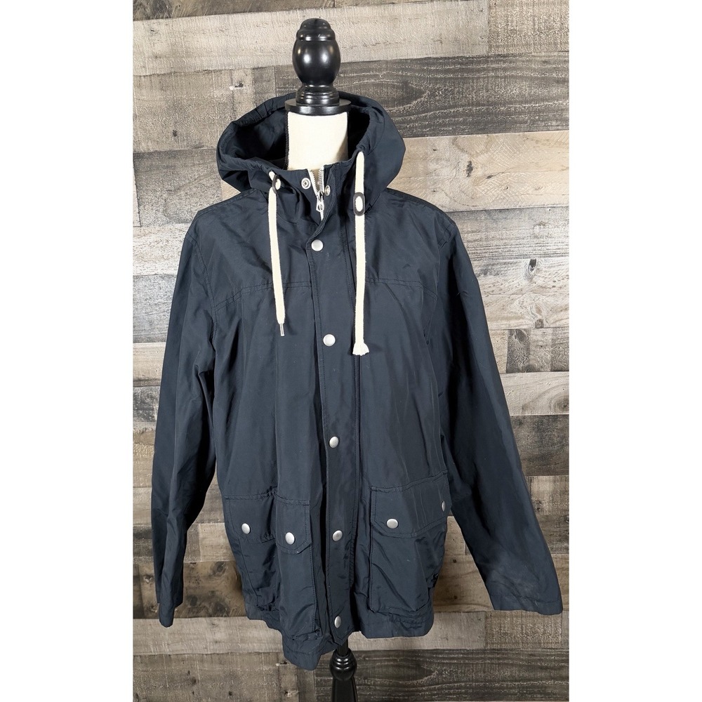 Gap Utility Parka Jacket Women's XL Navy Blue Hood Hooded‎ Plaid Lining Coat